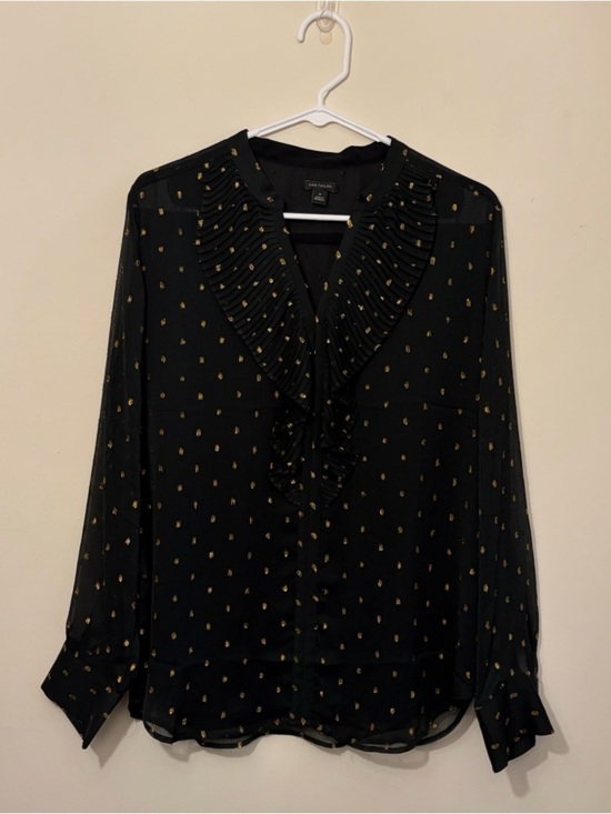 Ann Taylor Tops - Ann Taylor Black Ruffle V-Neck Blouse